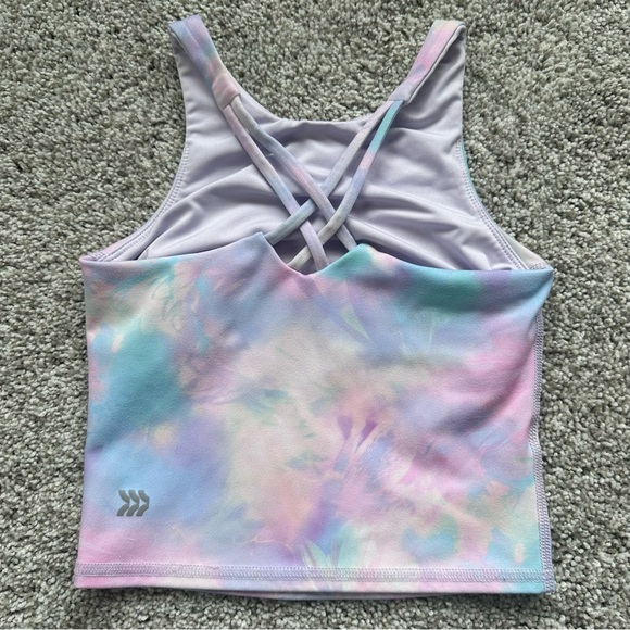 All in Motion Girls Pink Blue Purple Tie Dye Cropped Tank Top - Picture 8 of 11